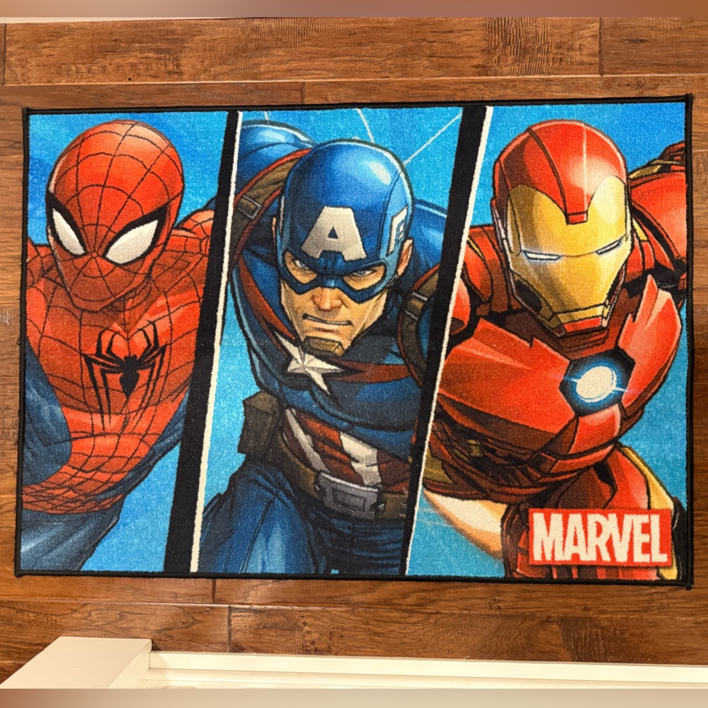 Marvel Heroes Red and Blue Mat With Rubber Backing